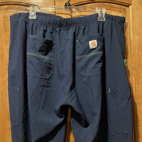 Carhartt Cargo Scrub Pants Womens XL Petite Blue Hi-Rise Drawstring Pocket - Picture 5 of 6